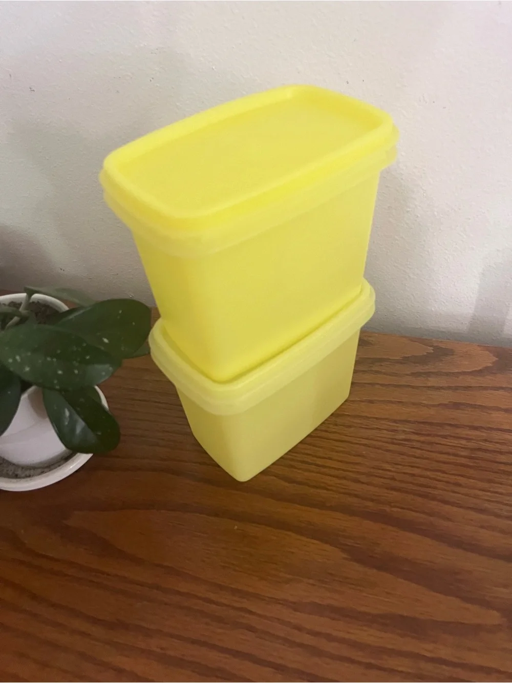Yellow Plastic Food Storage Containers - Set of 2